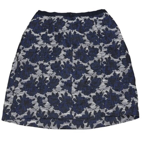 Weekend MAX MARA Floral Blue White Tapestry Textured A-Line Skirt Size 8 - Picture 5 of 6